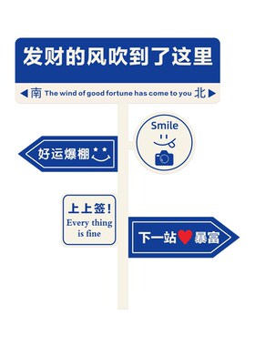 速发服装店氛围感打口拍照区布置创意立体路牌装饰贴纸画