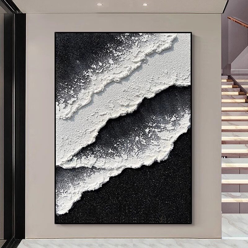 速发简约黑白抽象玄关客空沙发背景墙装画画酒店商用厅间挂饰壁画