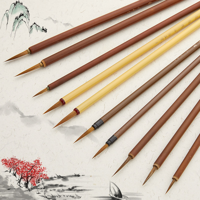 现货速发工笔画勾线笔狼毫国画小楷毛笔套装花鸟描线笔描边极细瘦