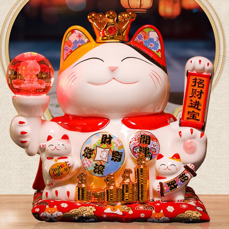 速发招财猫摇手摆件店铺开业前发送礼家居自台招手发财猫动光创意