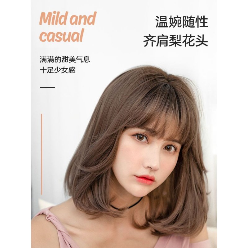 现货速发齐肩假发短发微卷中长梨花烫短卷发圆脸自然气质锁骨发型
