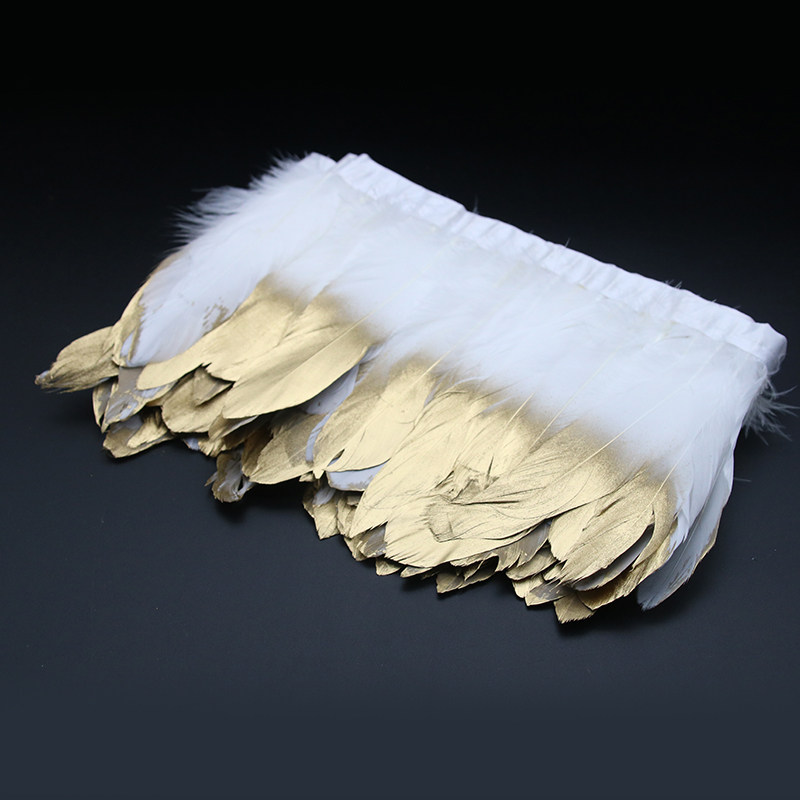 新品2018新款镀金大飘布边彩色羽毛布带裙边服饰配件鹅毛布边朴毛