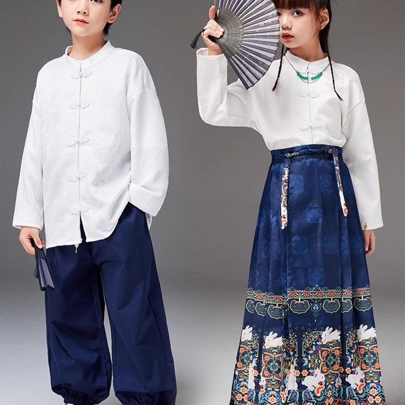 速发合旦古典舞元儿演出服少唱中国风表演服装童马面裙汉服童男古