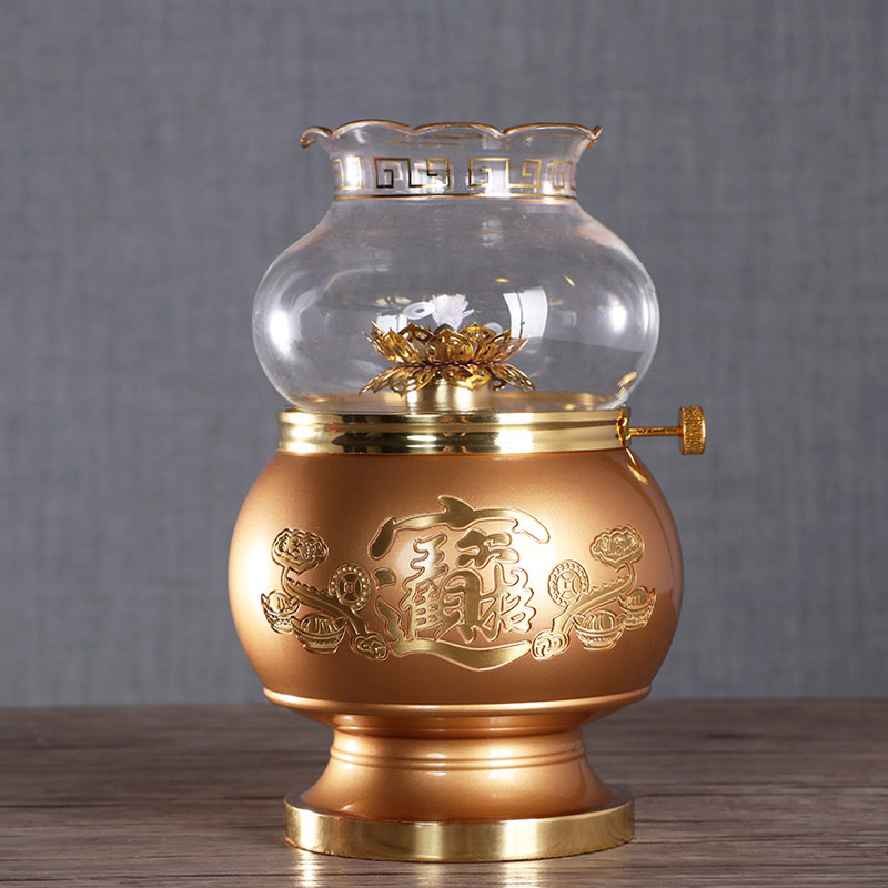 速发纯铜酥花灯供长菩萨灯心经招财油灯莲油灯家用佛明灯复古