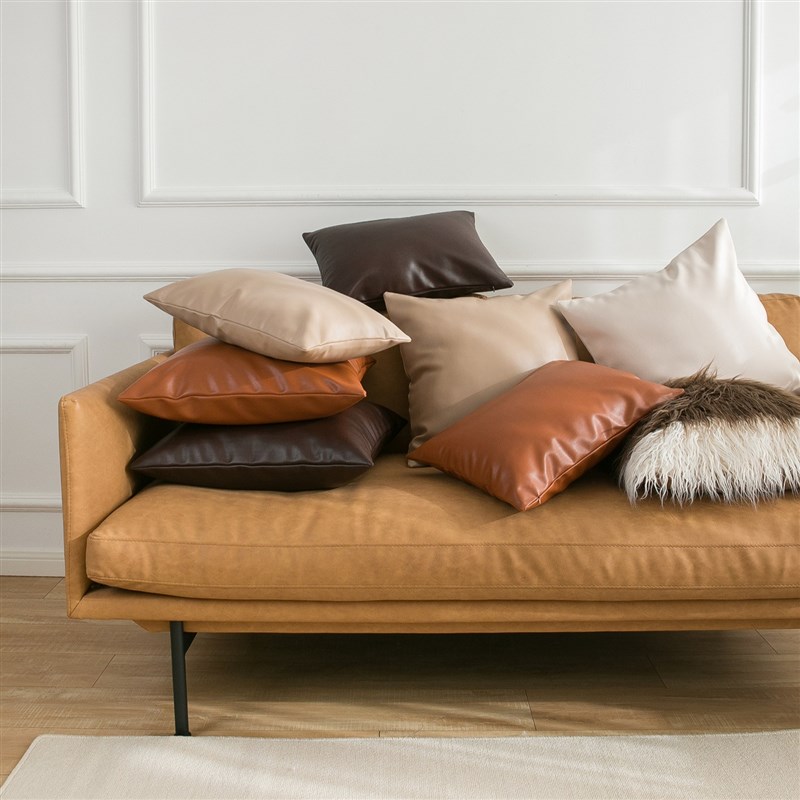 速发轻奢柔软皮靠感科技布料质抱枕套腰枕客厅沙发靠垫仿枕