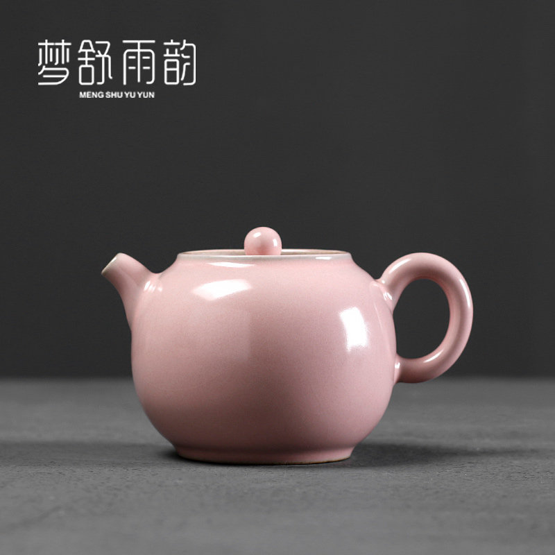 速发月白汝用粉色功夫过具茶壶开片汝瓷茶滤可养泡茶单壶陶瓷家窑