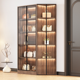 速发收纳柜进门入户放包柜卧展璃门展透柜家用示明玻示架玻璃柜子