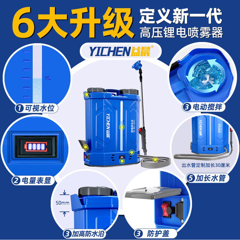 速发农用双泵电动喷雾器双高压雾化打药机喷洒器充电背式喷壶