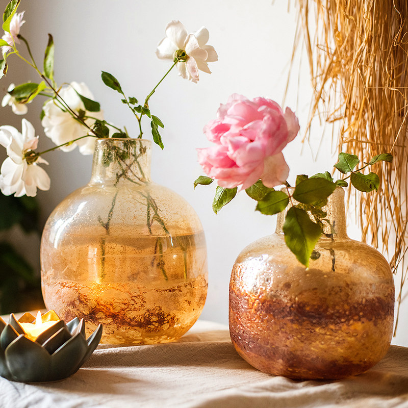 速发炎颜玻气花瓶花器皿手工艺术璃泡餐桌面插装软花饰摆件
