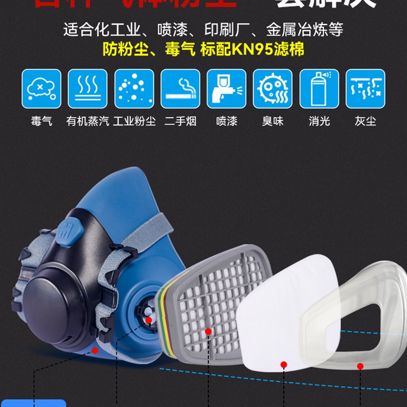 防毒面具罩防尘防工业粉尘化工防烟气体喷漆放毒氧气