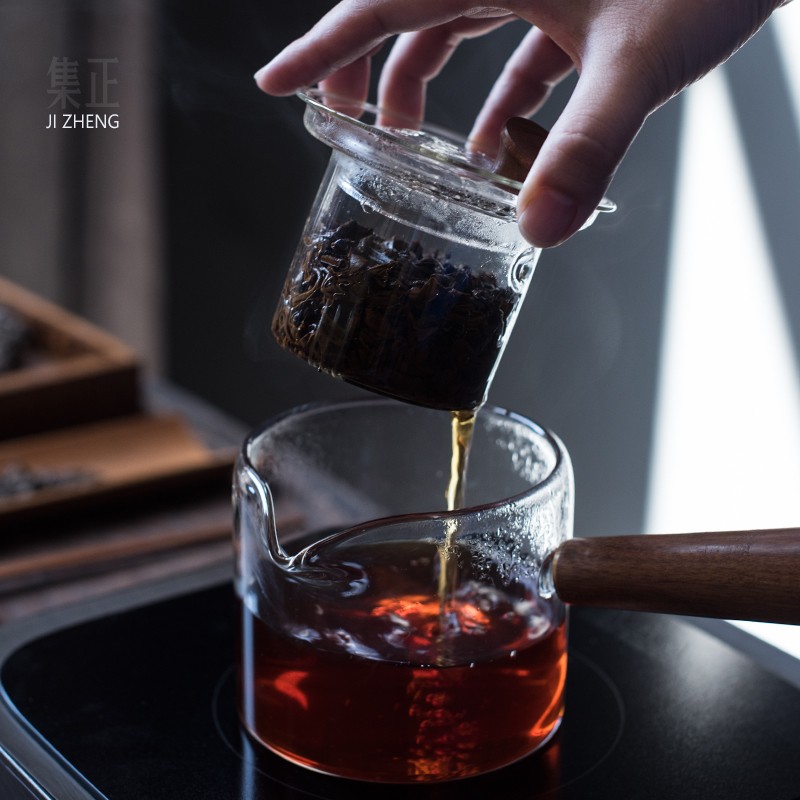 速发集正 耐热玻璃侧把煮茶壶透明花茶红茶泡茶壶带过滤多功能泡