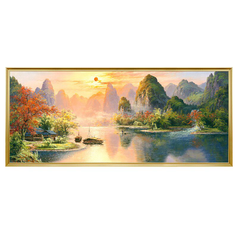 速发画家手绘漓江油画桂林山水风景油画挂画油画挂画客厅手绘装饰
