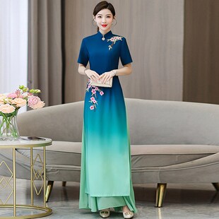 速发奥黛款旗袍秀走秀高端演出良礼服年轻款改服衣变连渐裙礼仪服