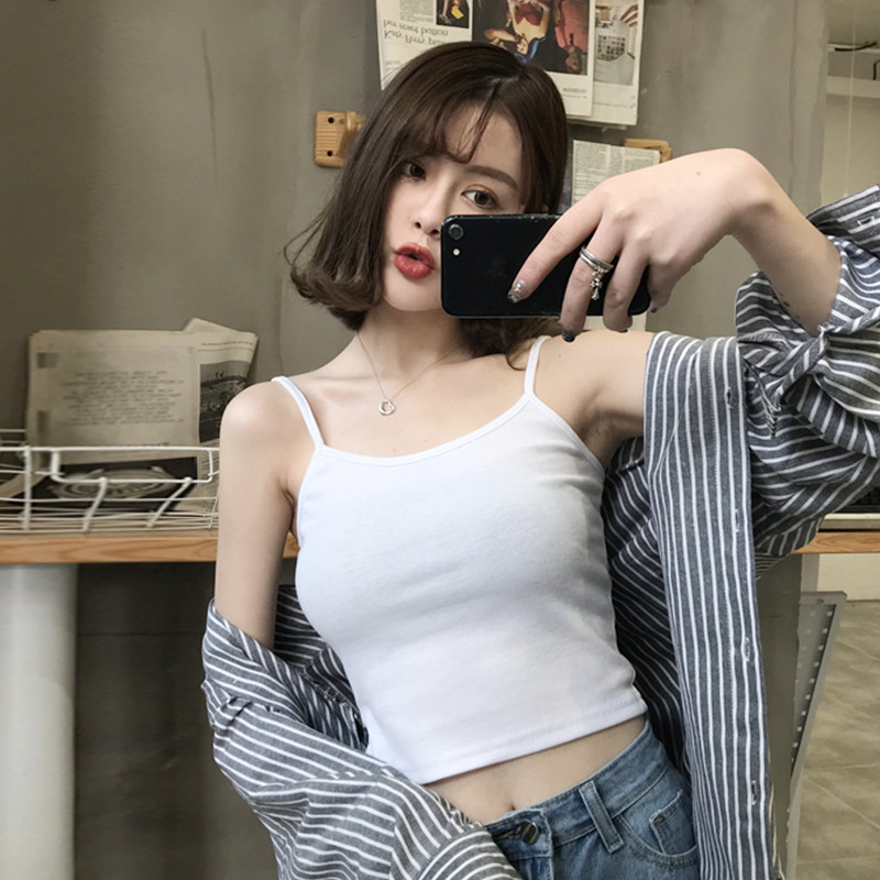 速发下架学姐白色吊带背心春抹内搭美背季胸短款打底穿衣外上潮
