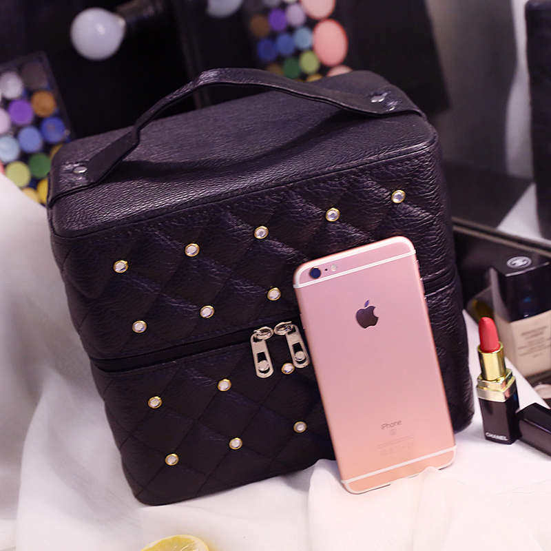 速发化妆旅行大容量便版护肤品化多箱收纳妆层手提化妆盒携韩绣包