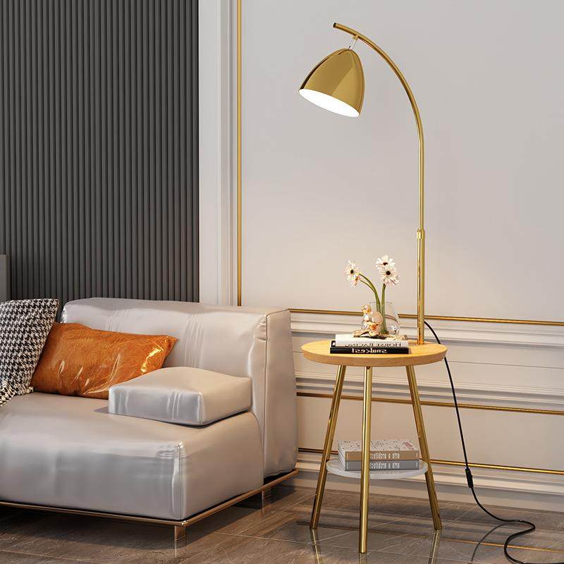 北欧落地灯客厅沙发旁边带置物架轻奢简约卧室床头柜茶几一体台灯