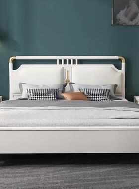 轻奢全实木现代简约白色新A65#中式.8米单双人床1.15主卧橡物木储