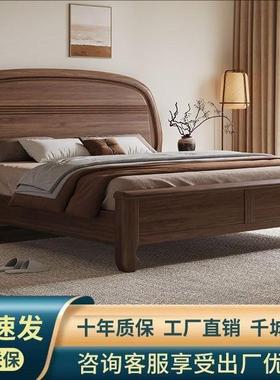 新NHT约中式桃木实木加床家用1.8米主卧双人床现代简1.5米胡厚单