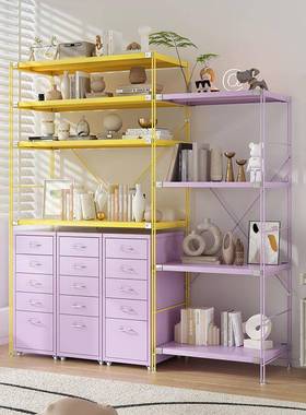 简现代金属置物架钢制书GCJ20241架约微铁艺厨房厅波炉餐收纳架子