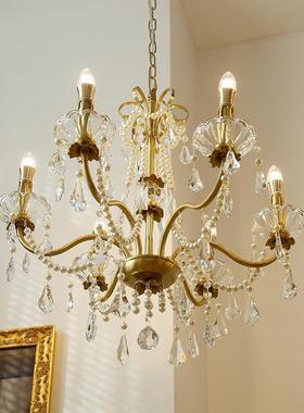 法珍珠式晶全铜复古吊灯vi752ntage古中美式欧式别墅水客厅卧室吊