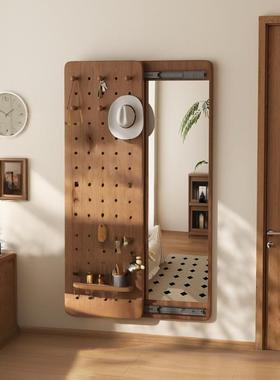 实木洞洞板PBV穿衣型镜隐藏玄式造墙全身镜室家用卧试衣镜一体关