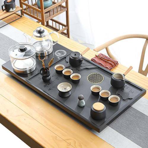 天然海纳百川乌金茶盘石具套装全自茶动上水台烧水壶一茶体电磁炉