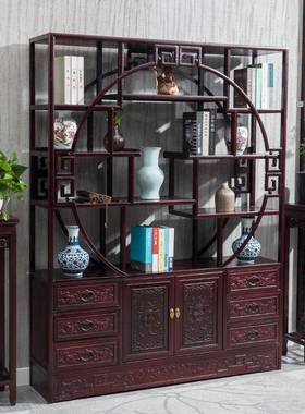 澳洲酸枝木具博古架实新中式木宝阁茶业展多示架摆件隔断92828现