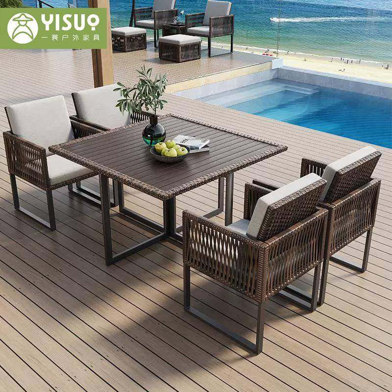 庭院露组台外桌椅藤编长桌餐厅别墅露户天餐桌藤件椅三24-9-28-套,商业/办公家具,商用藤编家具,淘宝优惠券,粉丝福利购,淘宝优惠卷