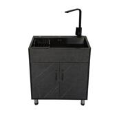 热销房家用不锈柜钢水柜单双水槽实槽木子带架子一体柜洗LUT碗池