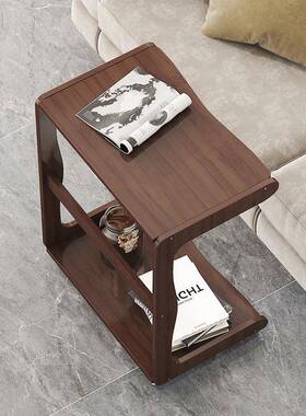 沙发边几可移带轮小桌子迷动你客小型茶几厅日式实物木边EEU桌置