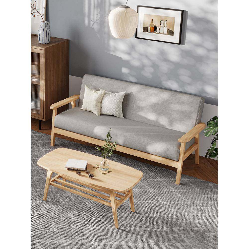 实木日双式沙发小户型厅公s8001寓简易原木单人人客椅出租屋小型