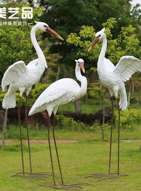 户外摆园仿真林鸟类白鹭树脂件别墅庭院景假山水池玻璃钢BL0002观