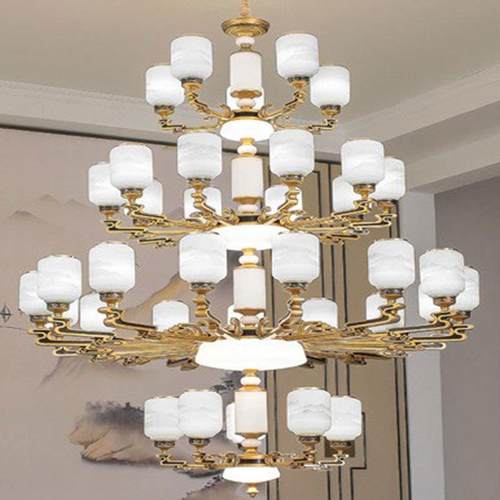 别楼墅中空厅吊灯灯新39547中式客大吊中楼小复式楼梯长吊灯家居