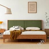 雯P妙曼床樱桃木1实木床可拆洗人PSY1.5米人1.8米卧室单双复古床