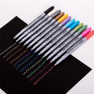 金属马克笔12色套装 油漆笔尖头记号笔学生涂鸦绘画彩色记号笔直供