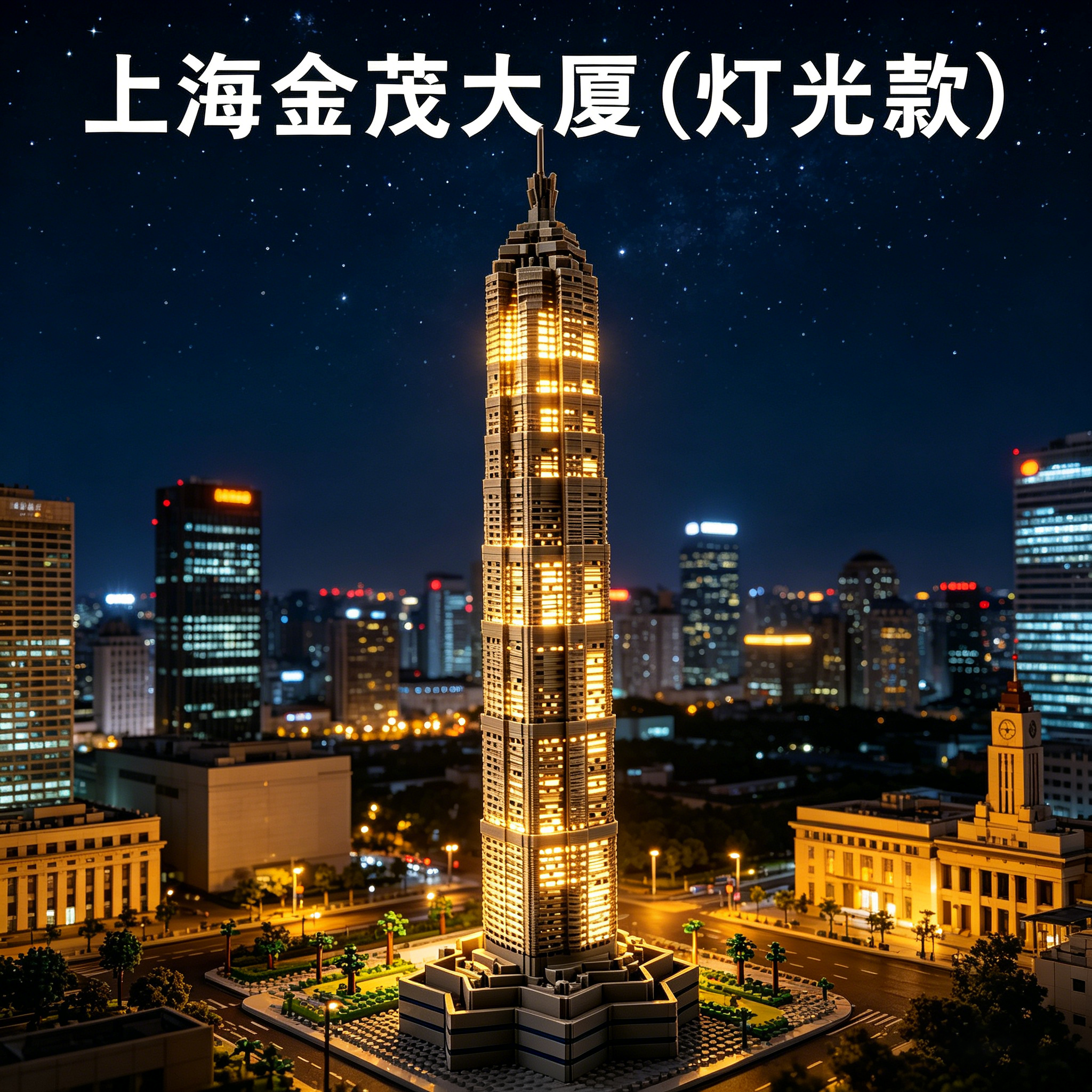 上海地标建筑金茂大厦发光东方明珠模型桌面摆件旅游纪念礼品定制