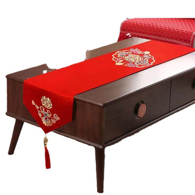 结婚桌旗茶几桌布婚庆流苏刺绣电视柜盖巾婚礼中式红色喜字餐桌布,节庆用品/礼品,陪嫁用品套装,淘宝优惠券,粉丝福利购,淘宝优惠卷