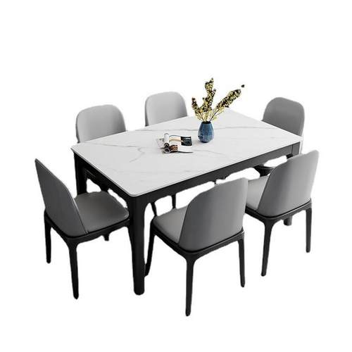 岩板餐桌椅组合家用4人吃饭桌实木大理石餐桌小户型全实木轻奢