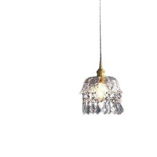 北欧轻奢黄铜水晶吧台小吊灯简约现代床头水晶灯过道玄关走廊灯