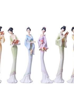 中国风古典美女摆件唐朝宫廷侍女琴棋书画禅意家居装饰品中式软装