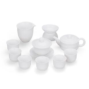 德化白瓷羊脂玉茶具套装高白玉瓷茶具猪油白功夫茶具素烧纯白套装