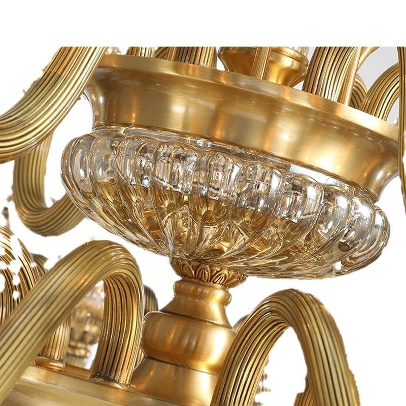 美式墅客649厅全铜吊灯欧式厅卧室房间水晶别法式别墅大餐厅吊灯