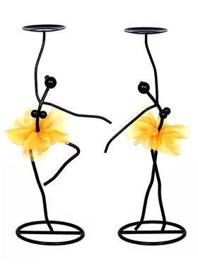 舞蹈人物烛台玫瑰女孩蜡烛灯架酒店餐厅现代家居装饰摆