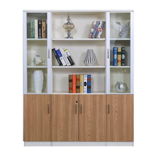 简约办公室员工木质落地办公文件柜带锁财务储物档案资料书柜