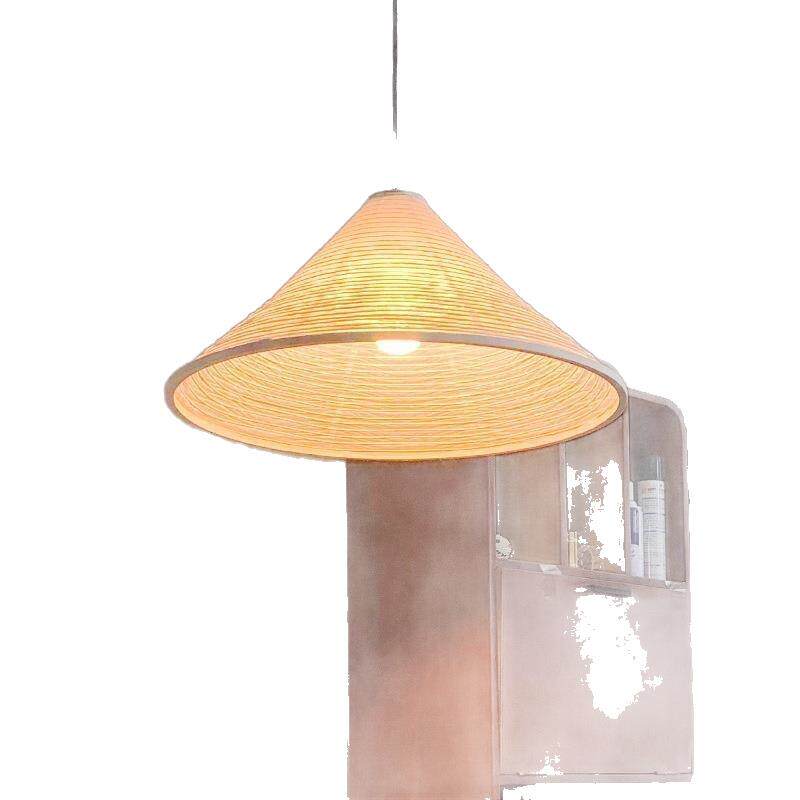 日式侘寂风设计师圆锥宣纸吊灯创意客厅茶室民宿圆锥形氛围吊灯