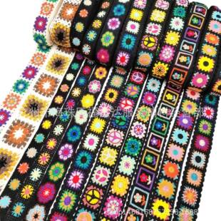热款仿手钩绣条码刺绣花边时尚服饰装饰辅料多色提花织带花边