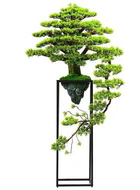 仿真迎客松植物盆景假花架落地摆件绿植盆栽酒店玄关装饰开业礼品