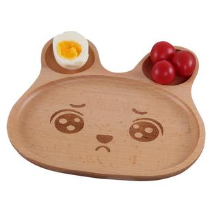 木质托盘日式卡通儿童宝宝分格餐盘可爱兔子坚果水果点心早餐盘子