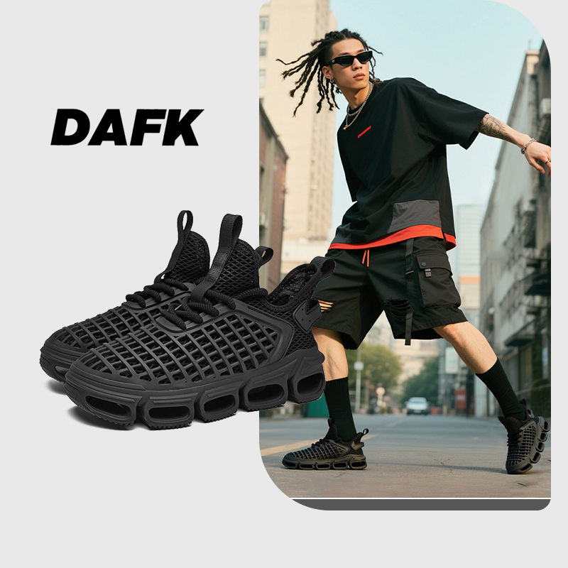 DAFK/刀锋网面鞋秋季透气薄款镂空大网眼男士轻便运动休闲老爹鞋