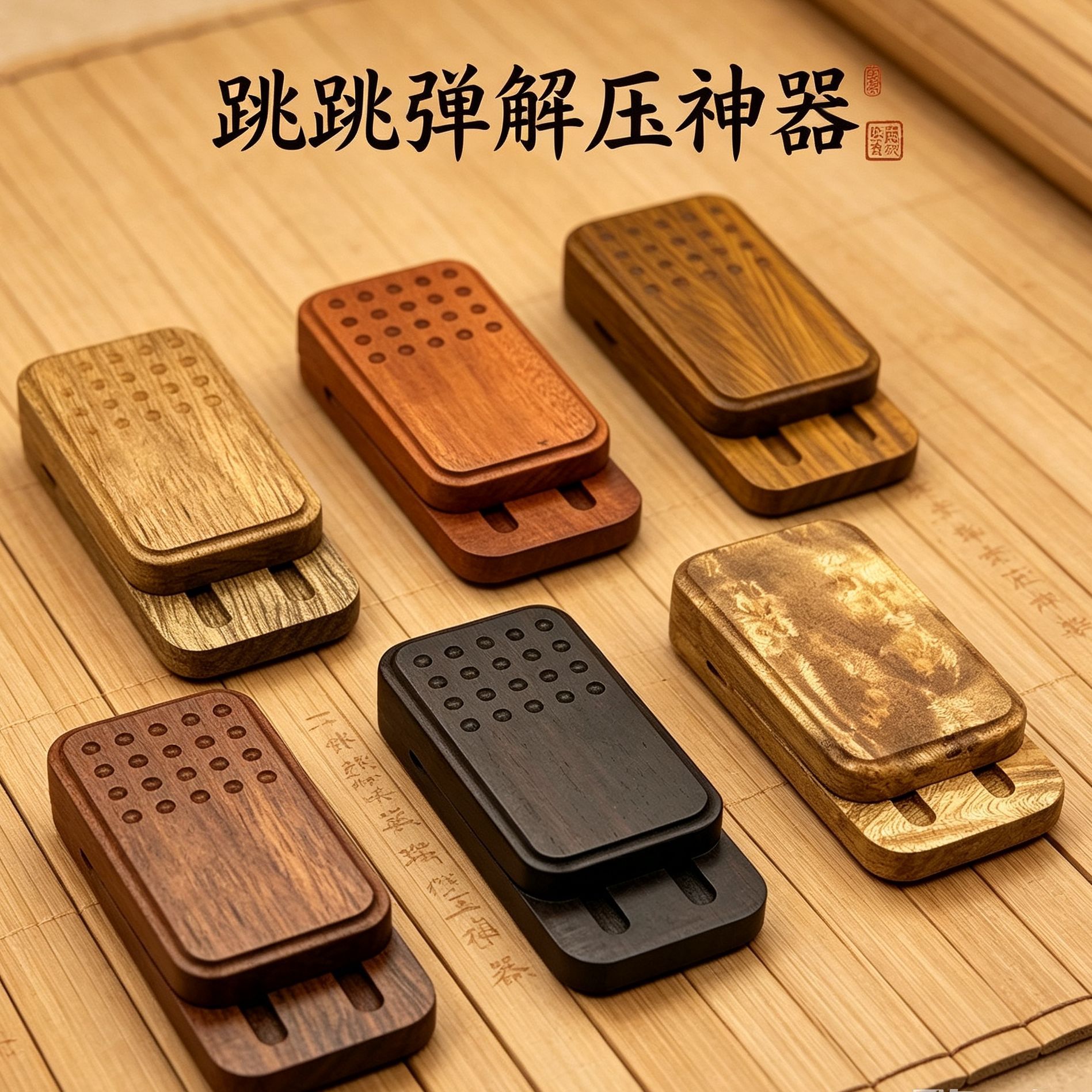 弹弹乐绿檀木EDC磁力限位推牌